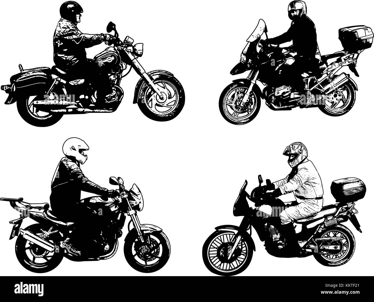 Quatre motocyclistes - vector illustration croquis Illustration de Vecteur