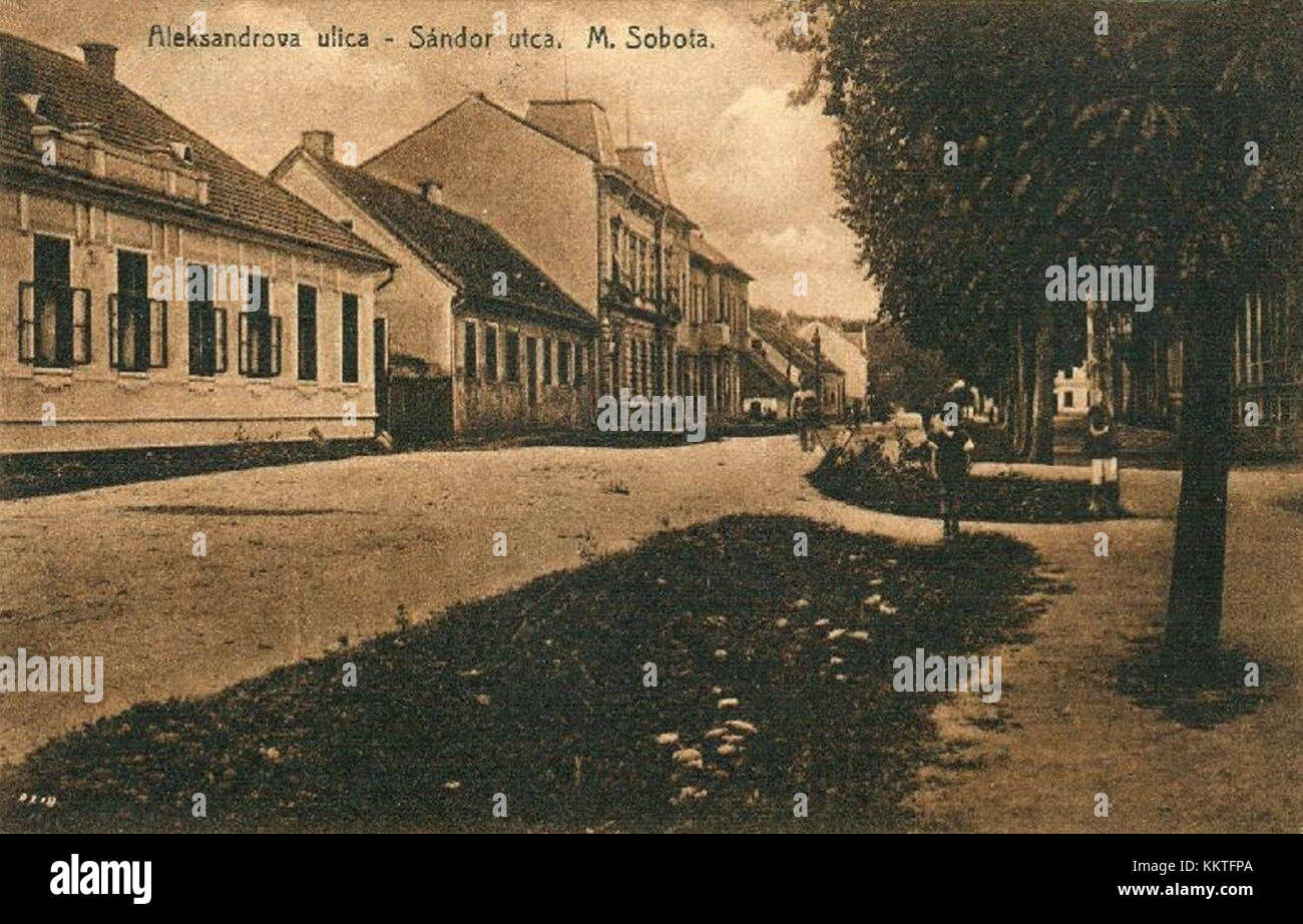 Cette carte postale datant de 1927 représente Murska Sobota, une ville de Slovénie, présentant l'architecture et le style de vie locaux au début du XXe siècle. L'image offre un aperçu du passé de cette ville historique. Banque D'Images