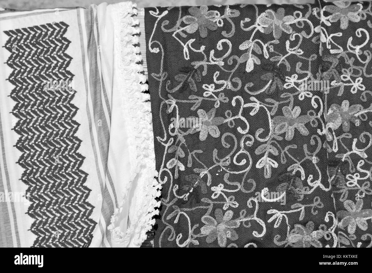 La texture de la symbolique traditionnelle de coton foulard arabe comme background abstract Banque D'Images