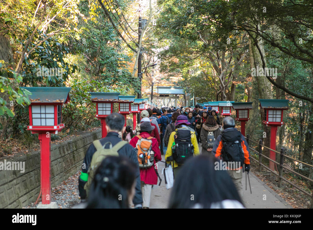 Mont Takao, Japon. 2 décembre 2017. Beaucoup de gens visitent le Mont Takao et apprécient le feuillage d'automne le premier week-end de décembre. Crédit: Yuichiro Tashiro crédit: y.location/Alay Live News Banque D'Images