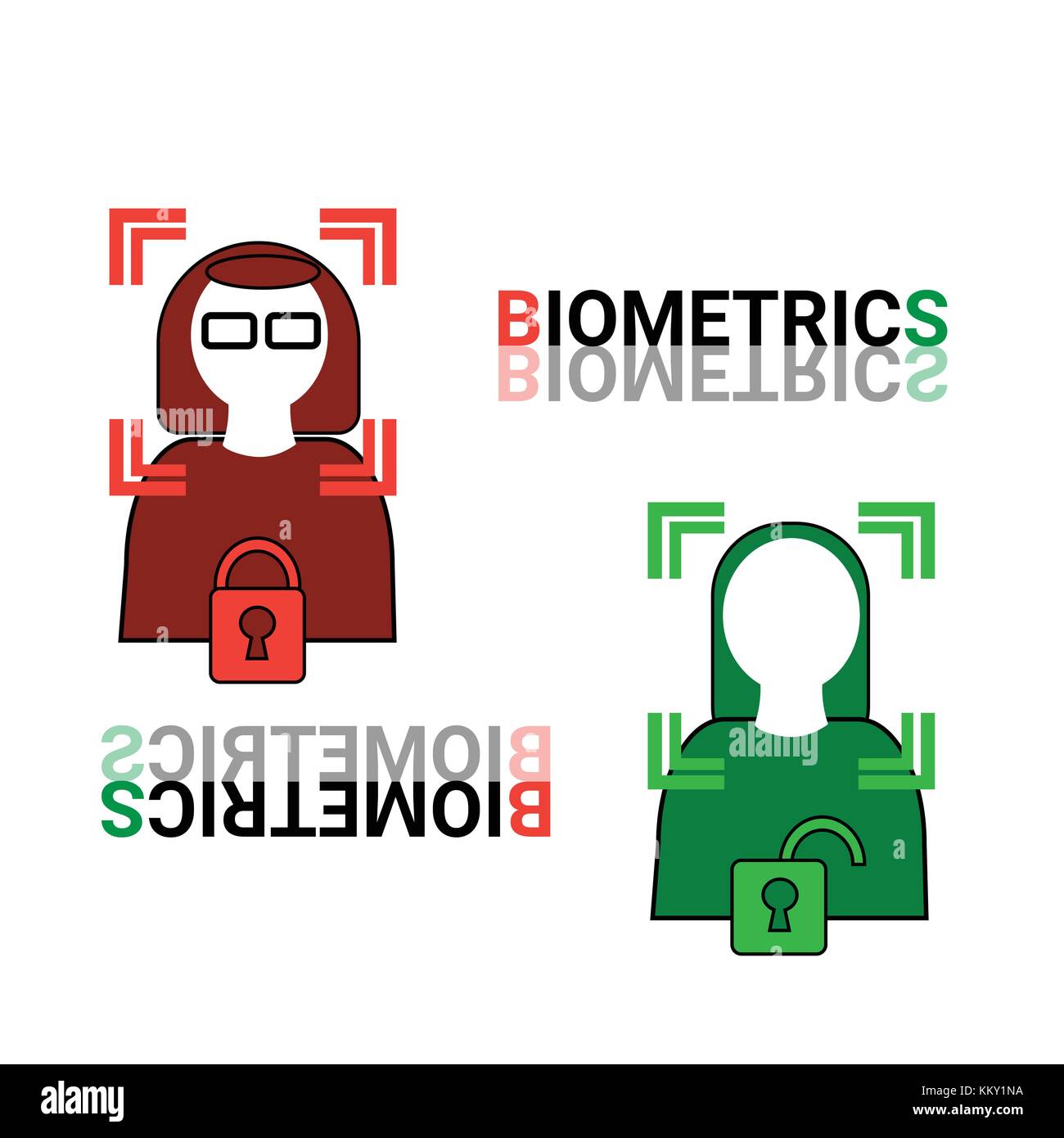 La numérisation de la biométrie de reconnaissance faciale visage femme icon concept Illustration de Vecteur