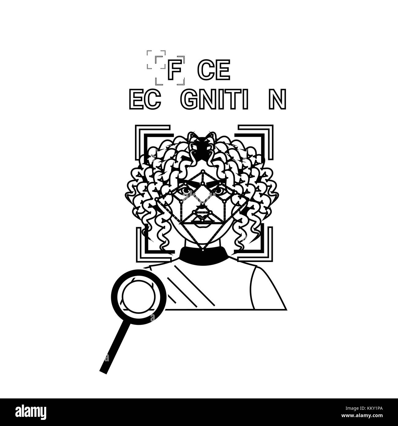 L'analyse biométrique de reconnaissance faciale concept icons set Illustration de Vecteur