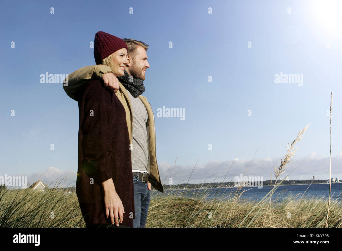 En couple, en mer Baltique, les dunes, le temps libre, sur la mer, Banque D'Images