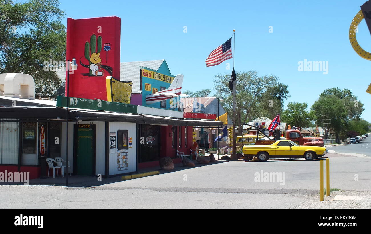 Seligman, Arizona, USA, juin 23,2013 : Seligman Historique Articles divers cadeaux sur la Route 66. Banque D'Images