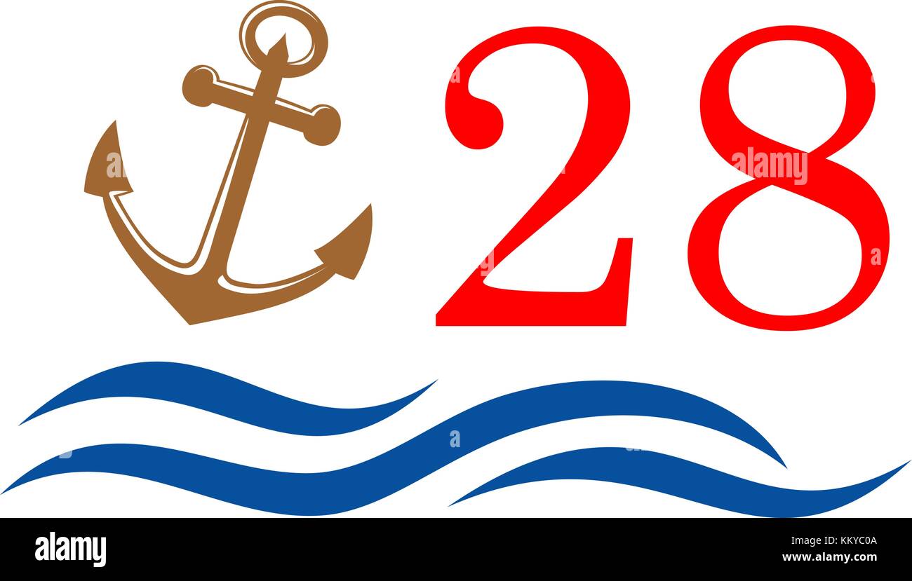 Logo 28. idéal pour les navires ou les sociétés liées, montre la stabilité même en eaux troubles Illustration de Vecteur