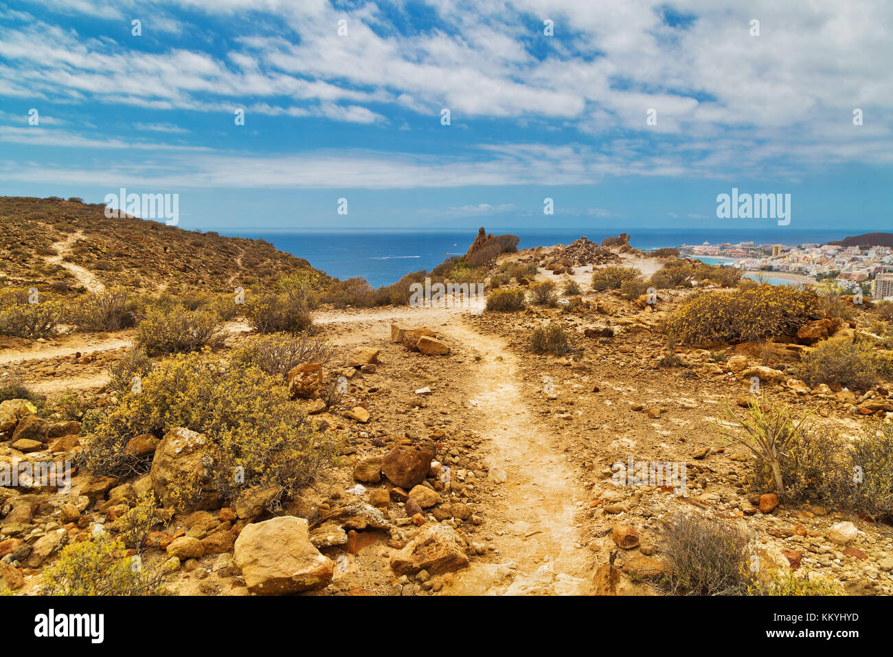 La route piétonnière par la mer sur Tenerife sur les îles Canaries. Banque D'Images