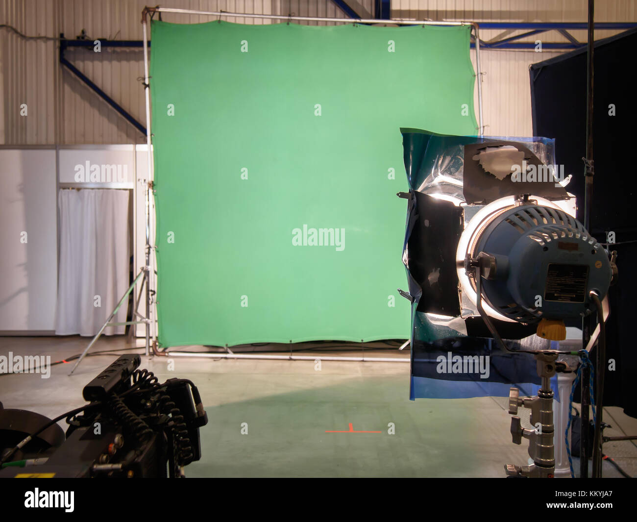 Vide Réel écran vert/film photo studio avec éclairage/équipement de studio Banque D'Images