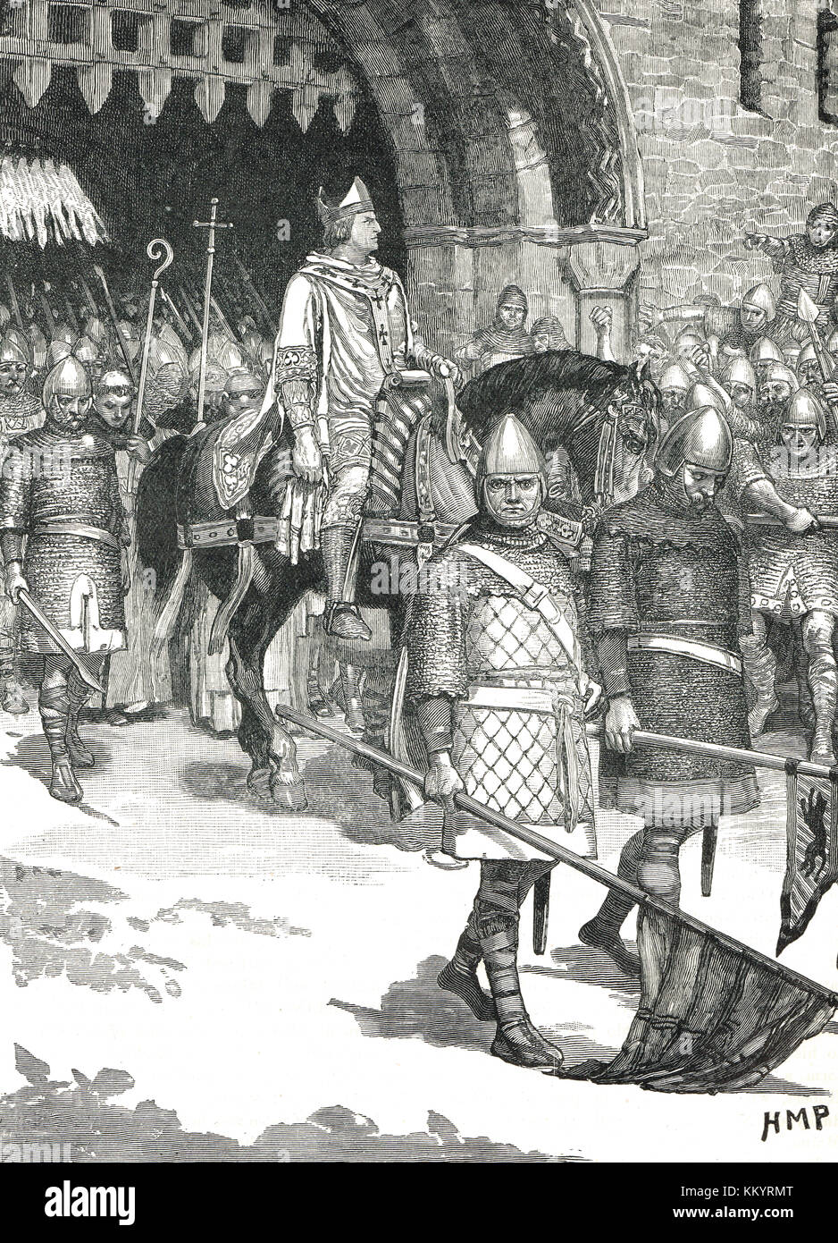 L'évêque Odo exilé en Normandie, quittant le château de Rochester après la rébellion ratée de 1088 Banque D'Images