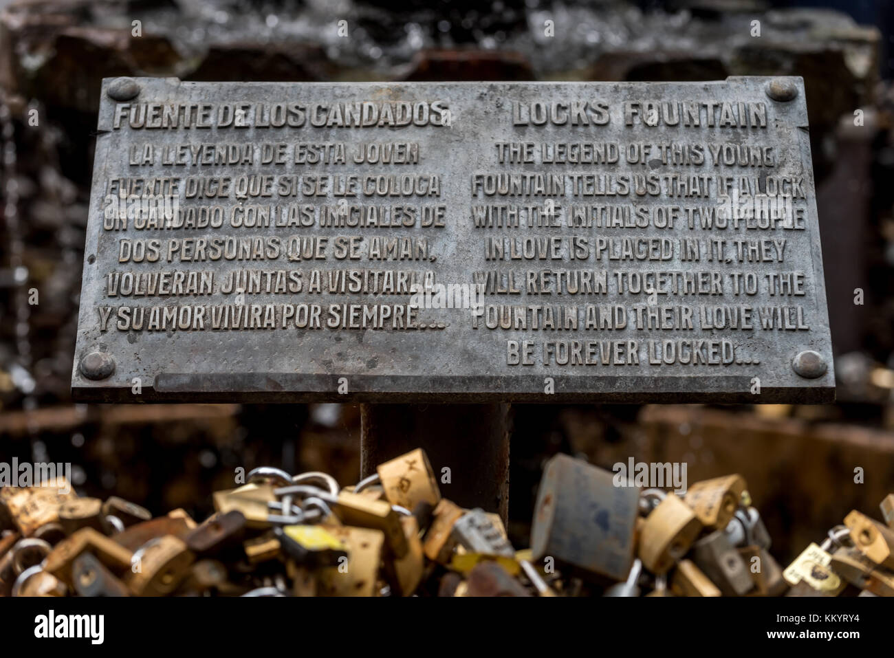 La fontaine de serrures à Montevideo, Uruguay Banque D'Images