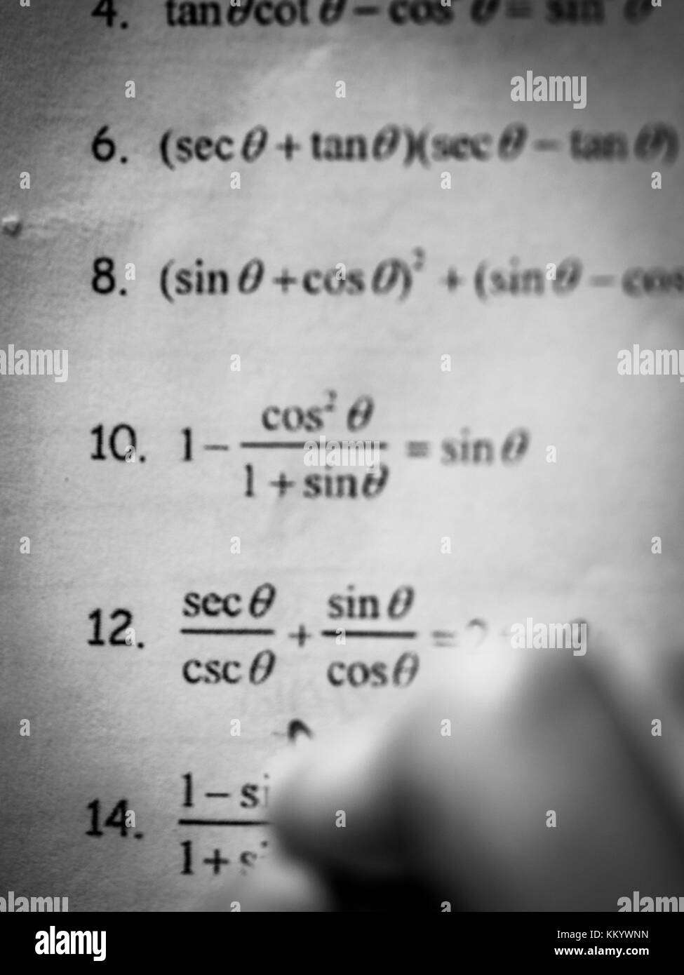 Test de maths Banque d'images noir et blanc - Alamy