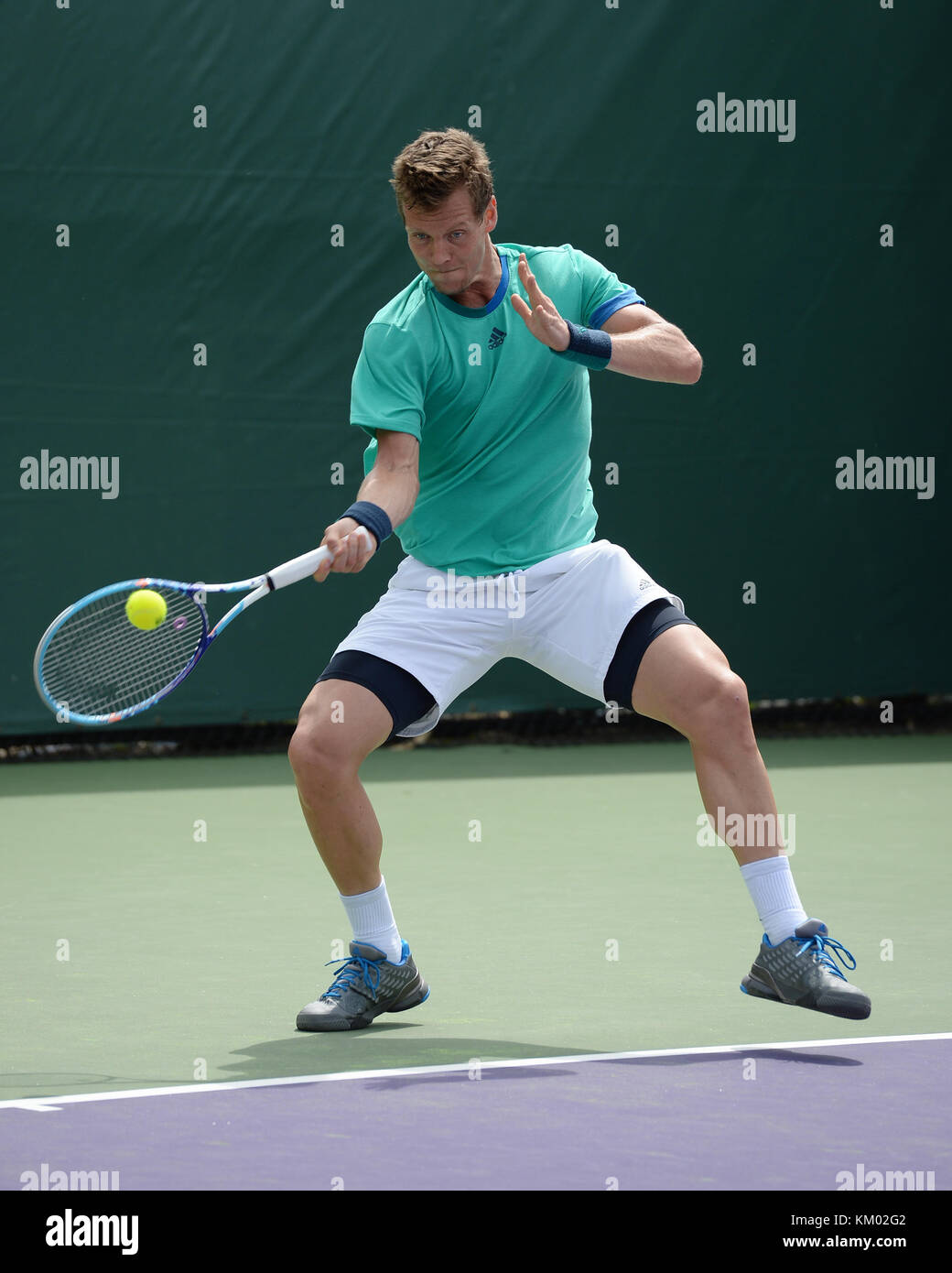 KEY BISCAYNE, FL - 22 MARS : Tomas Berdych pendant l'Open de Miami deuxième jour présenté par Itau au Crandon Park tennis Centre le 22 mars 2016 à Key Biscayne, Floride. Personnes: Tomas Berdych Banque D'Images