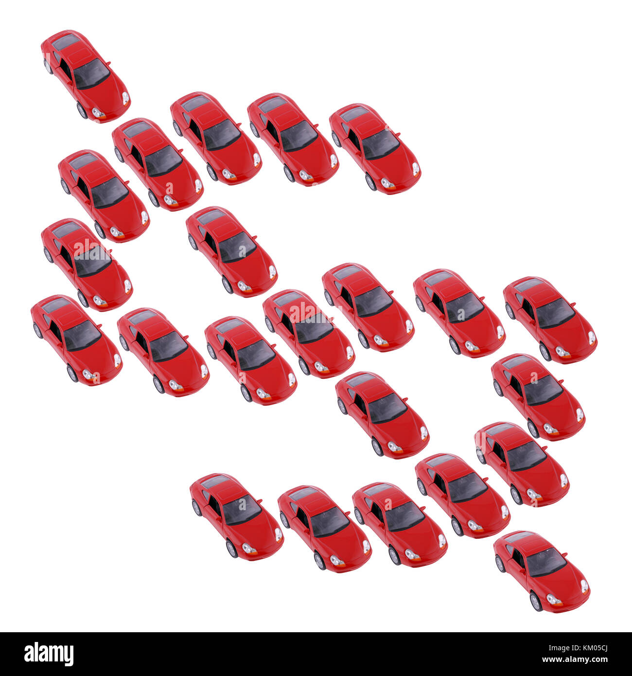 Des photos haute résolution des voitures rouges formant le symbole du dollar. Isolé sur blanc. Banque D'Images