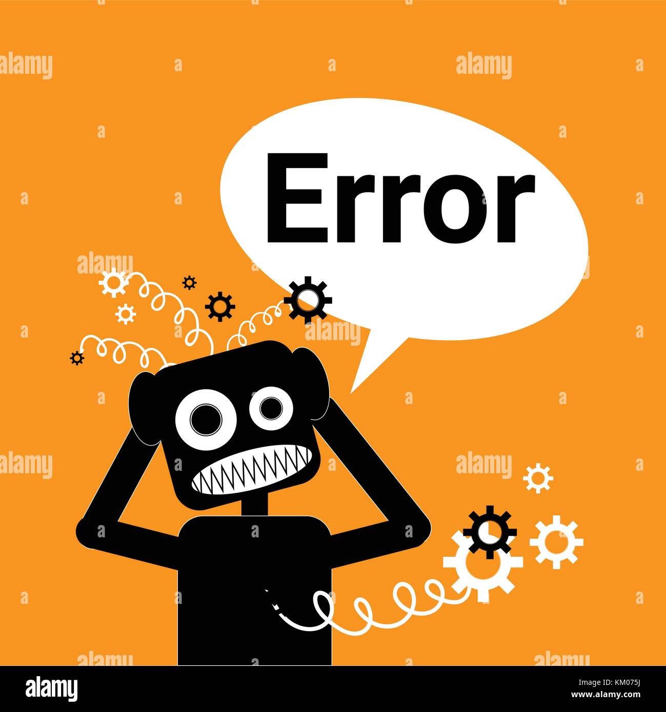 Message d'erreur dans broken robot chat bubble Illustration de Vecteur