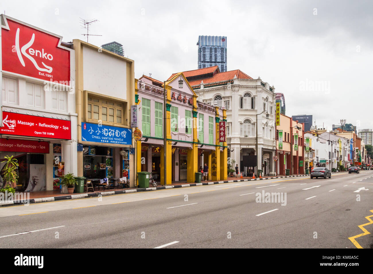 Maisons-boutiques typiquement Chinois, North Bridge Road, Chinatown, Singapour Banque D'Images