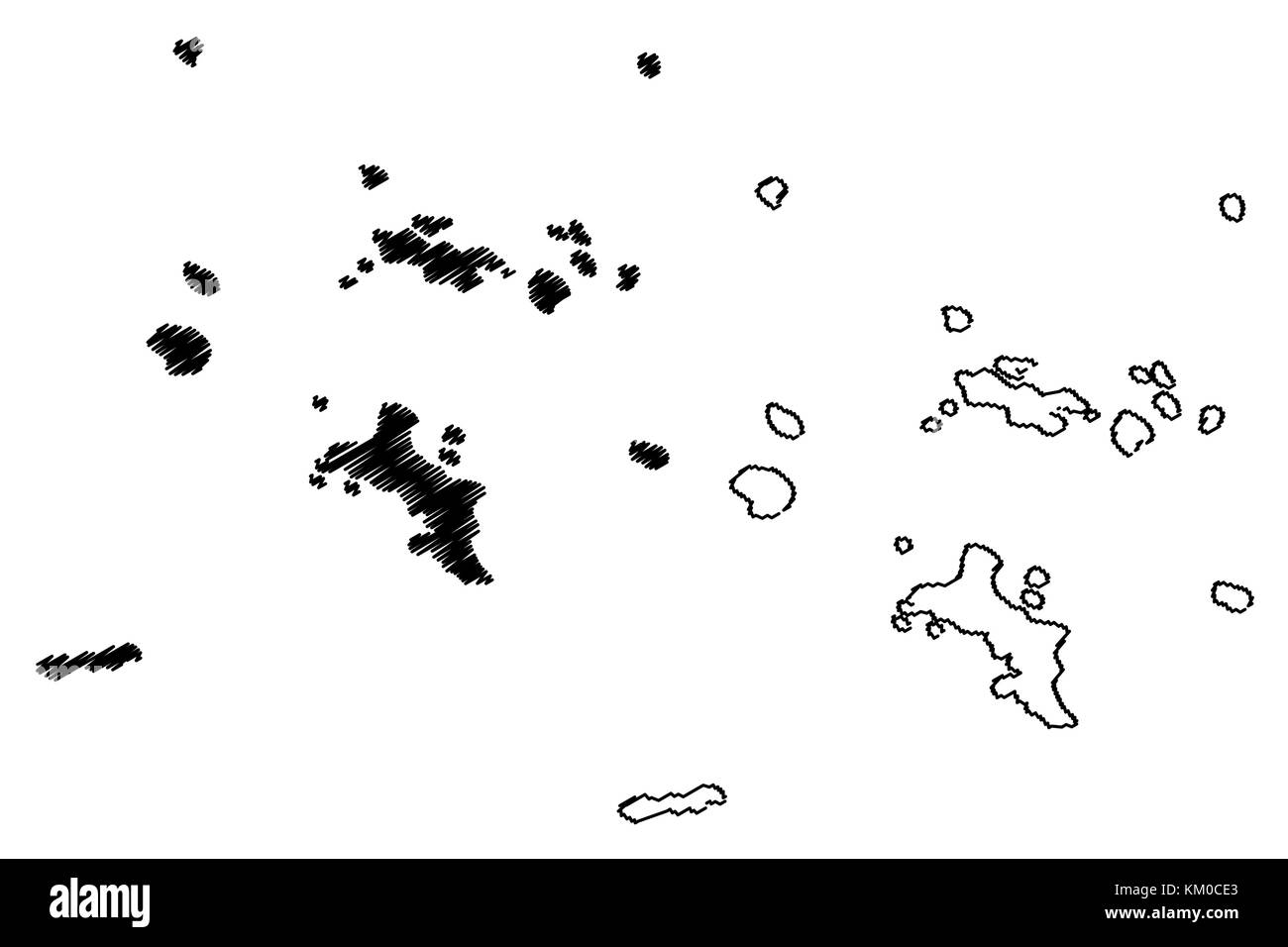 Îles Seychelles map vector illustration gribouillage, croquis république des Seychelles Illustration de Vecteur