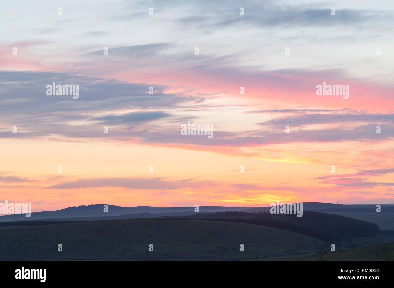 Coucher de soleil sur Bodmin Moor Banque D'Images