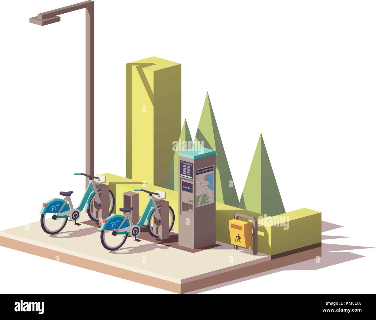 Vector poly faible système de partage de vélos Illustration de Vecteur