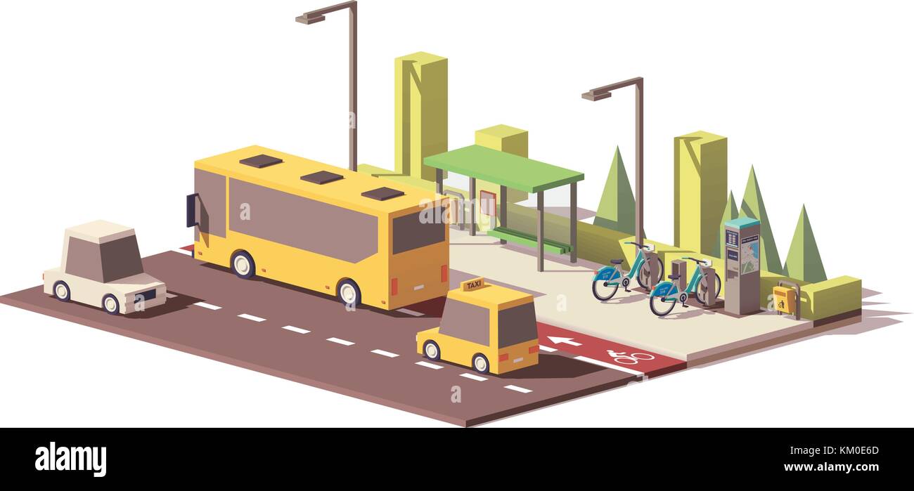 Poly faible vecteur de transport public moderne Illustration de Vecteur