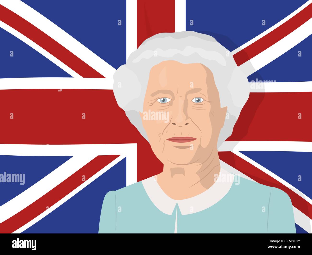 Page De Garde Anglais La Reine Elisabeth Dessins Couleur Anniversaire du couronnement de la reine Banque d'images vectorielles