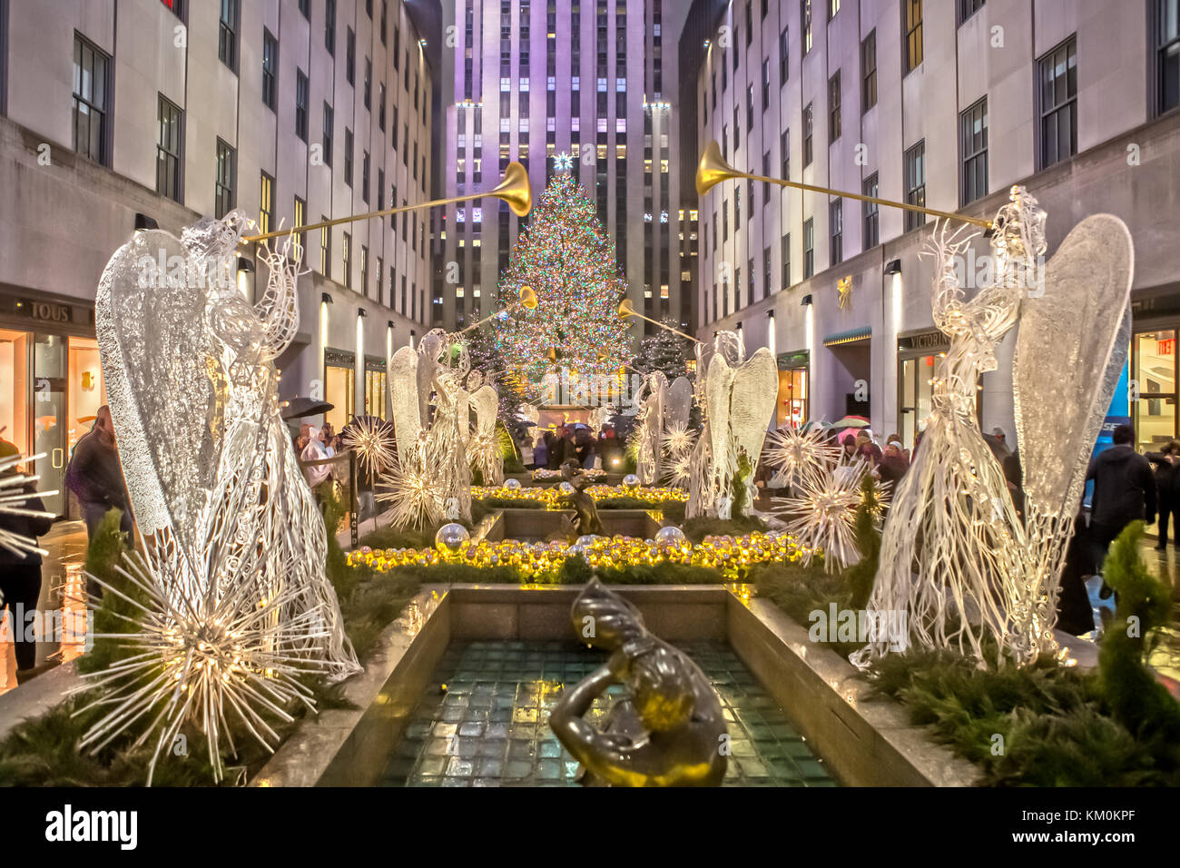 Arbre de Noël au Rockefeller Center de Manhattan, New York City Banque D'Images