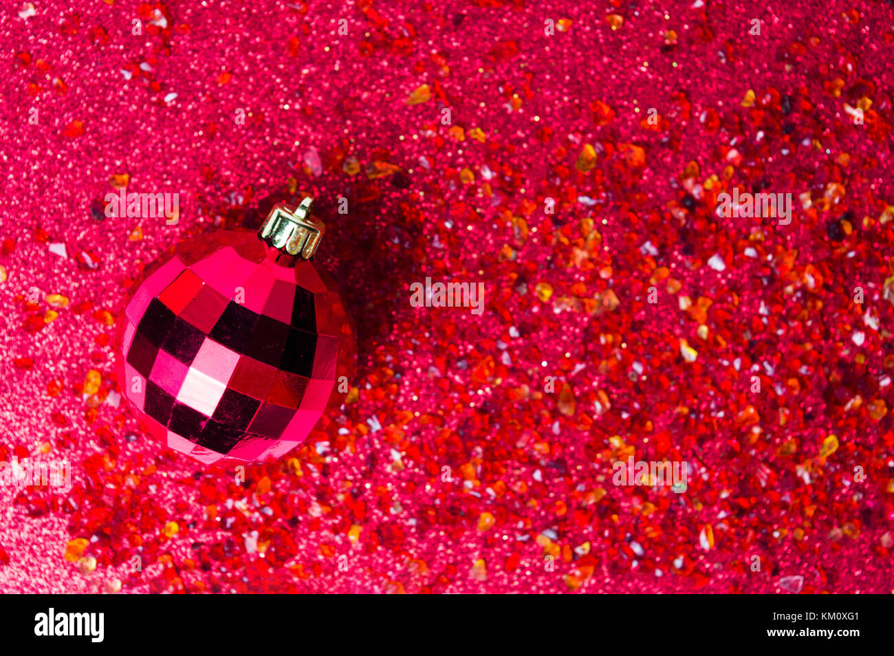 Décoration de Noël rouge sur fond de fête, Close up Banque D'Images