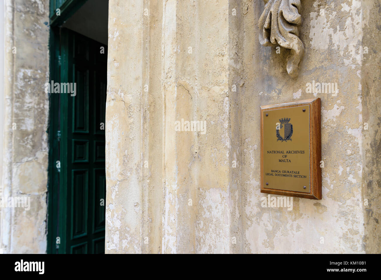Inscrivez-vous pour les Archives nationales de Malte, qui tient des dossiers juridiques et du Gouvernement maltais et organes statutaires pour examen public. Banque D'Images