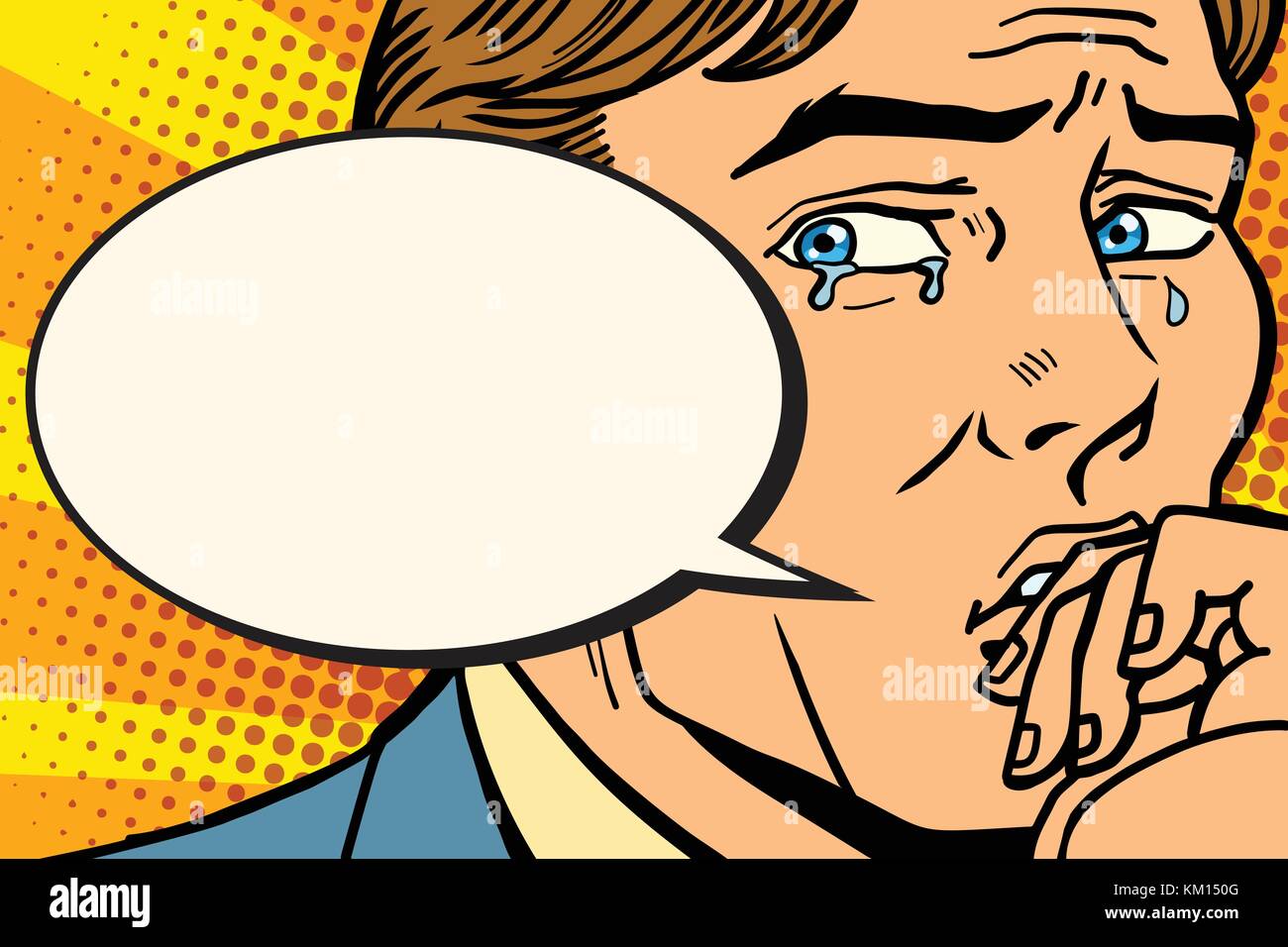 Bande dessinée rétro homme pleure et dit Illustration de Vecteur