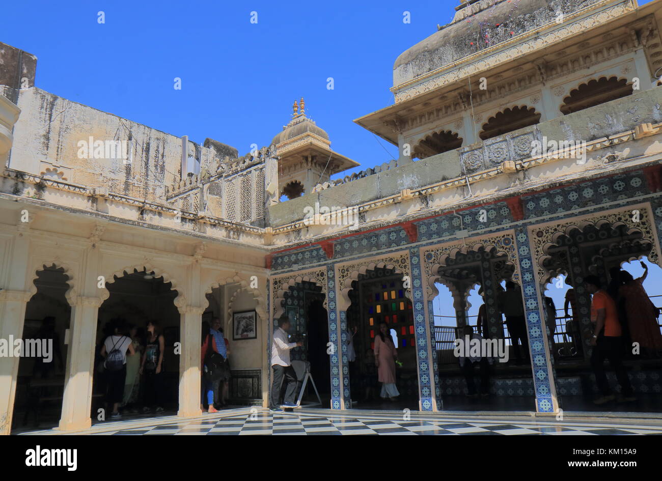 L'architecture historique City Palace Udaipur Inde Banque D'Images