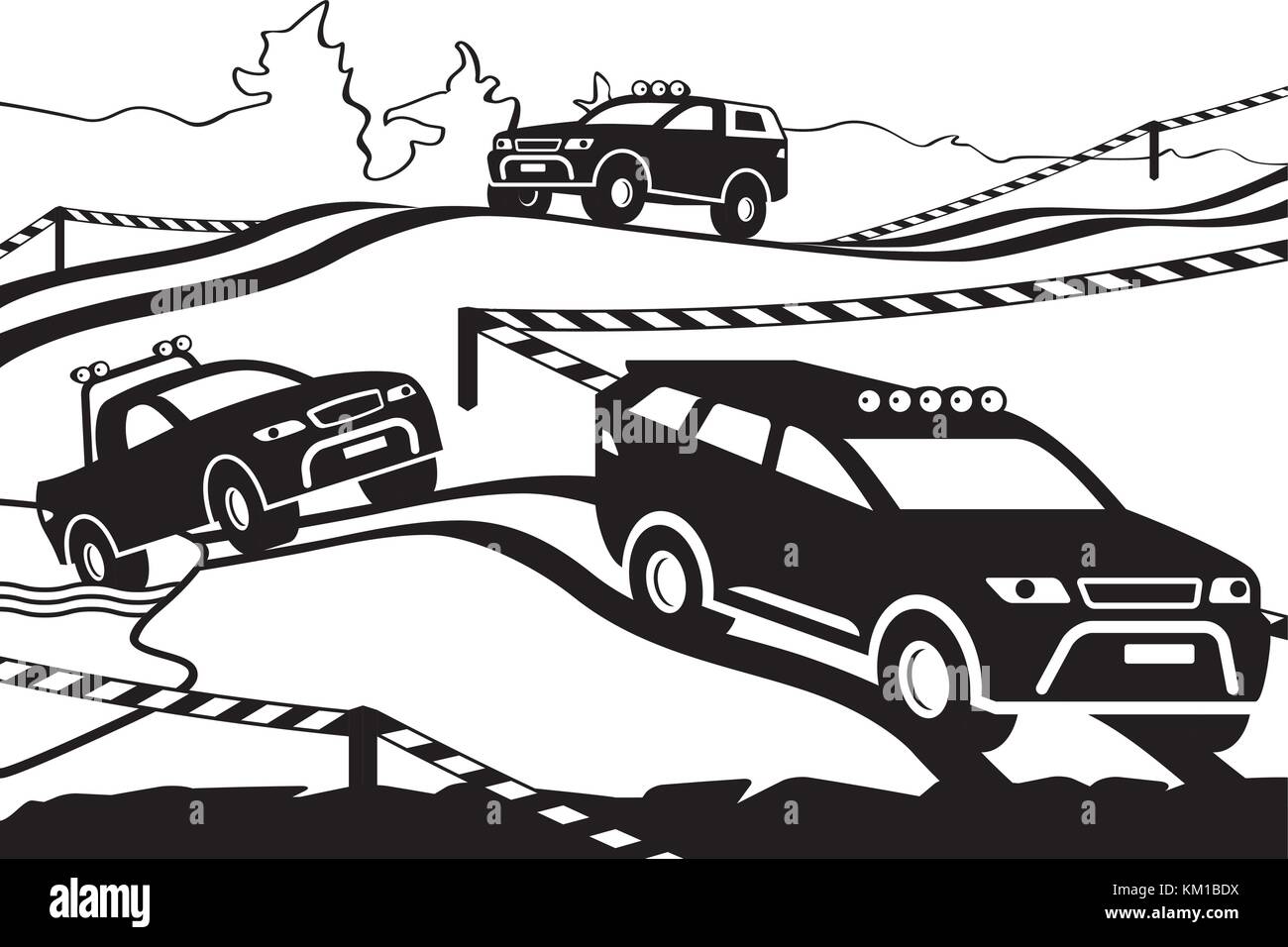 Rallye avec les véhicules hors-route - vector illustration Illustration de Vecteur