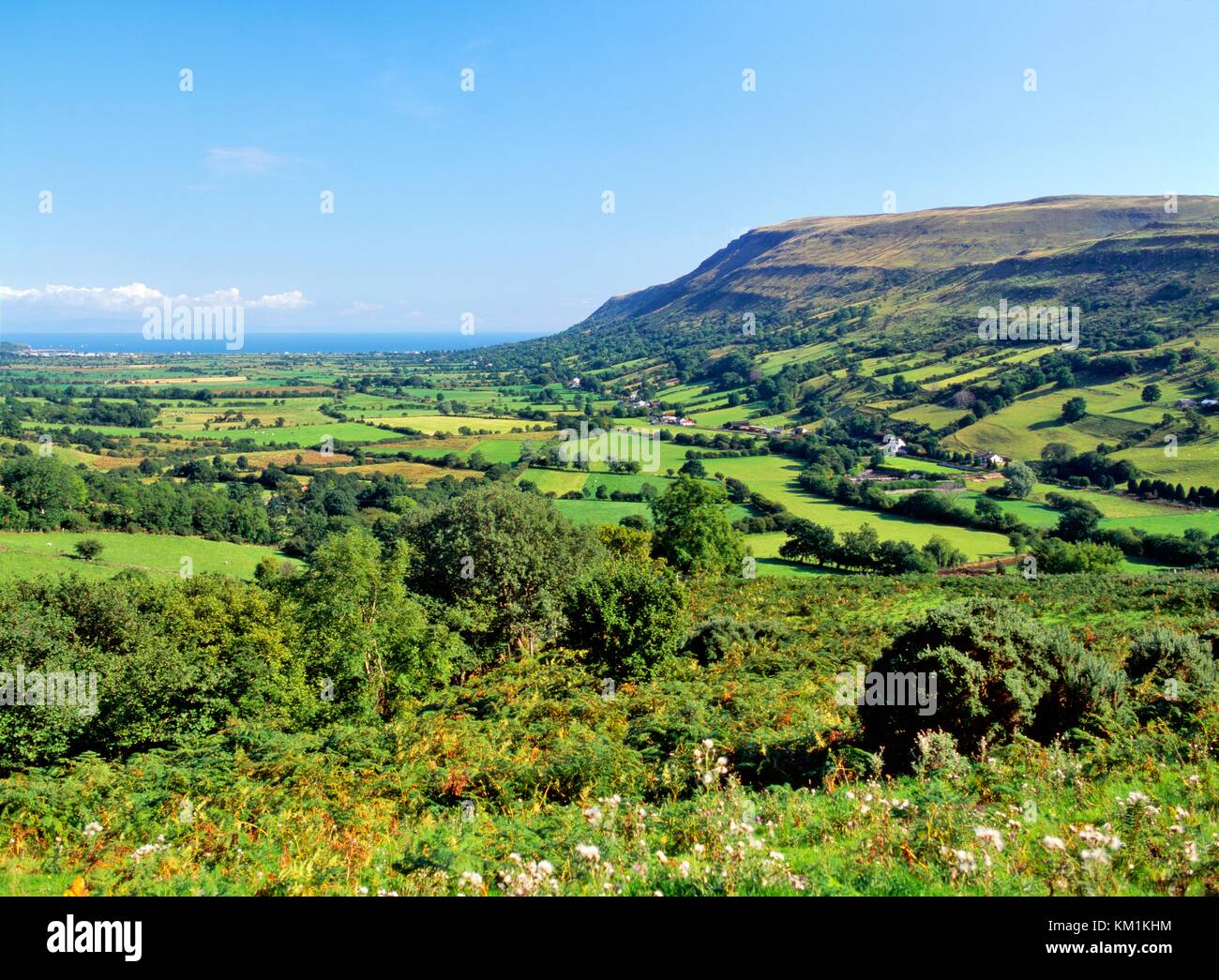 Au nord-est de plus de glenariff, l'un des neuf glens d'Antrim jusqu'à la côte atlantique de Red Bay et waterfoot, en Irlande du Nord. Banque D'Images