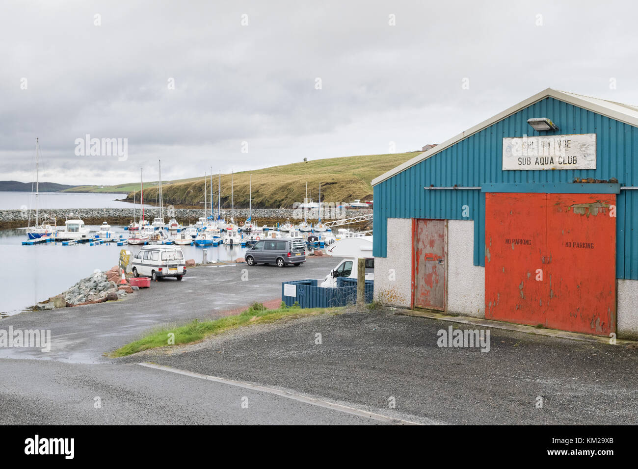 Delting Boating Club Marina et camping-car, Brae, Shetland, Écosse, Royaume-Uni Banque D'Images
