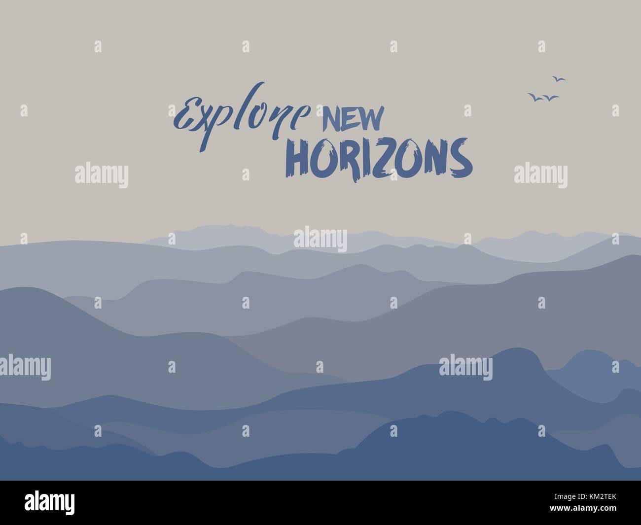 Citation de motivation. Explorez de nouveaux horizons. Illustration de Vecteur