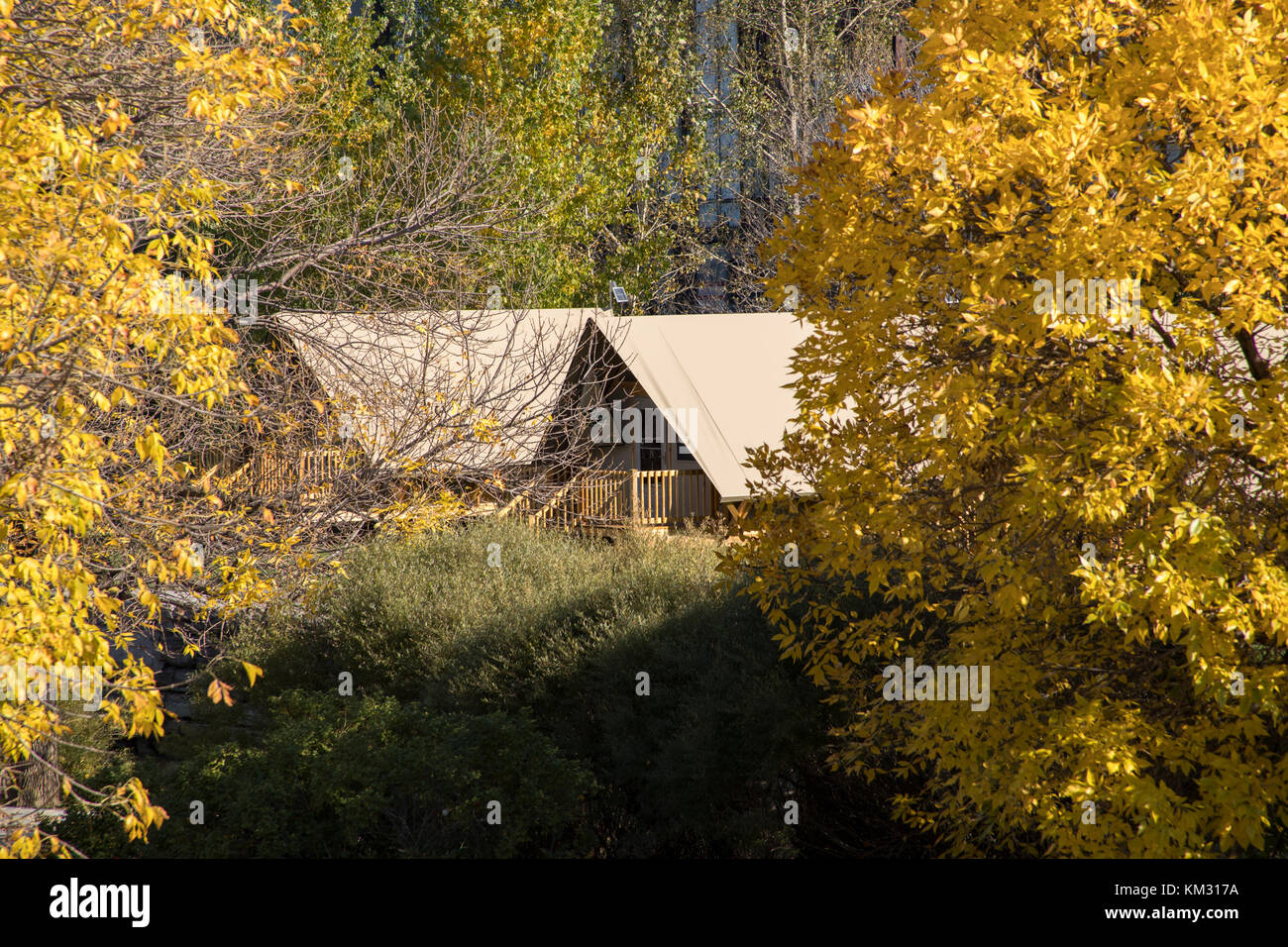 Petite maison communauté de Montréal, Québec, Canada à l'automne feuillage aux beaux jours. Banque D'Images