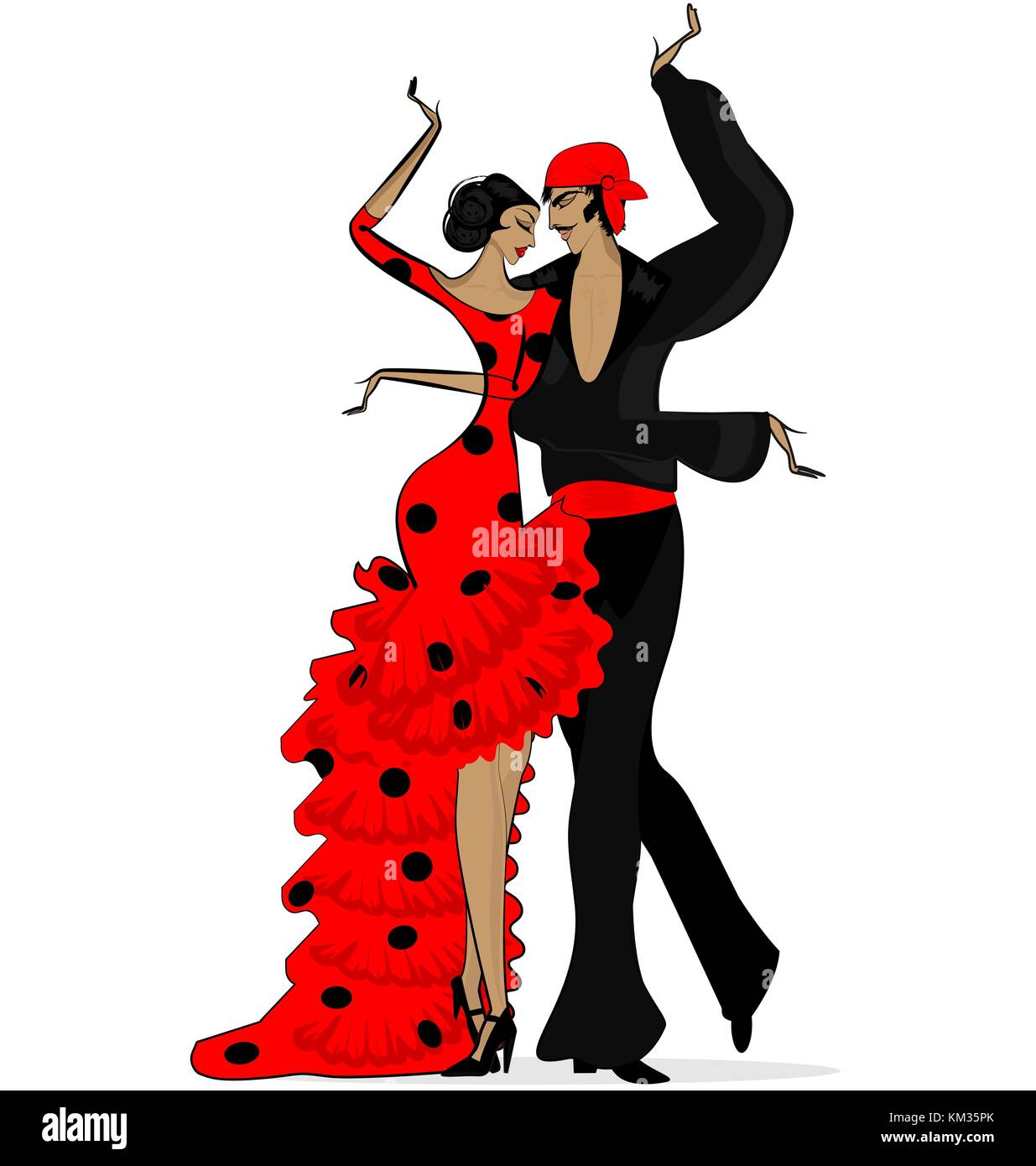 Résumé rouge foncé en couple flamenco Illustration de Vecteur