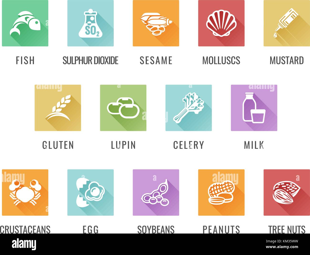 Ensemble d'icônes allergènes Illustration de Vecteur