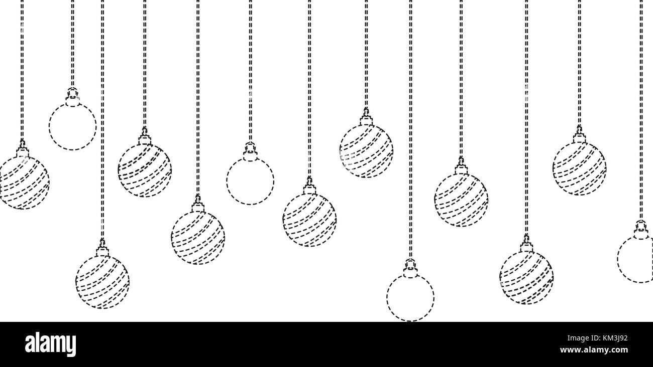 Forme pointillée boules de noël décoration pendaison différents Illustration de Vecteur