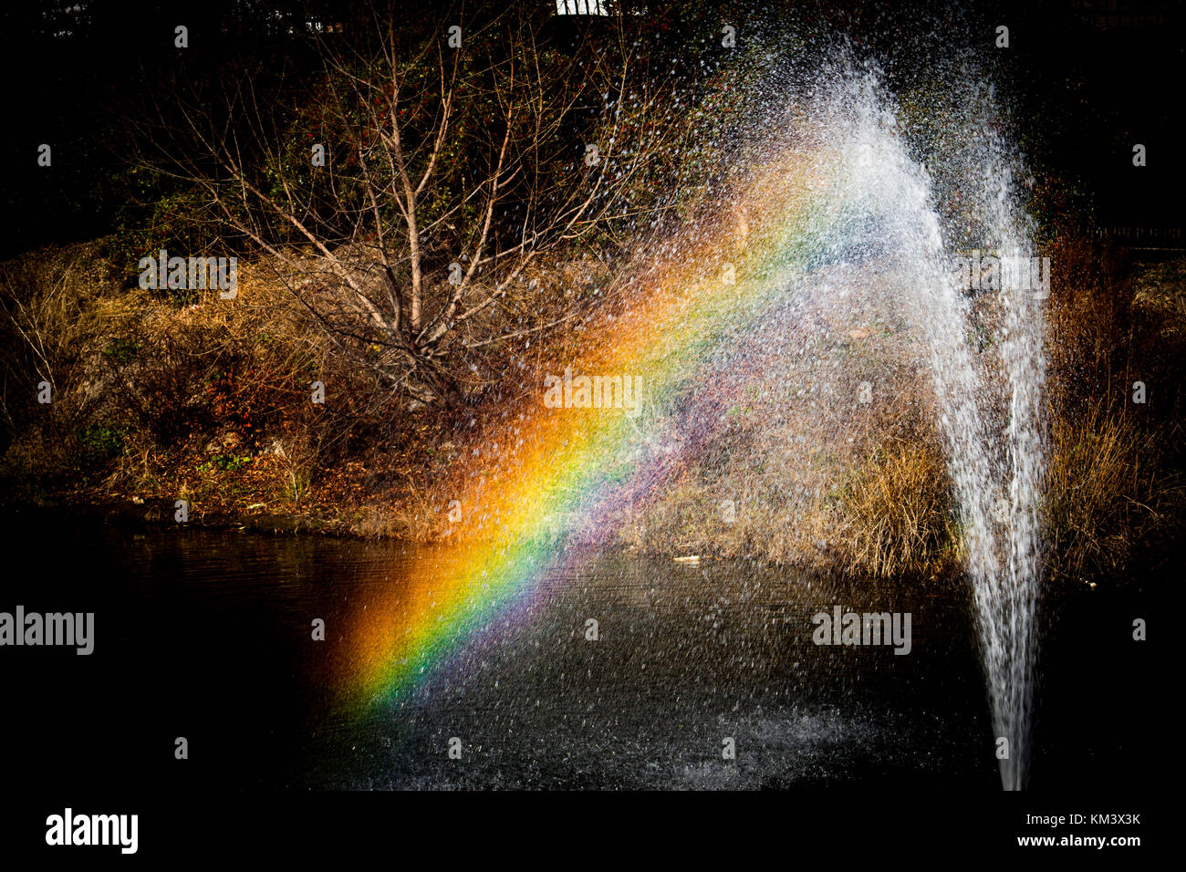 Cascade et arc-en-ciel Banque D'Images