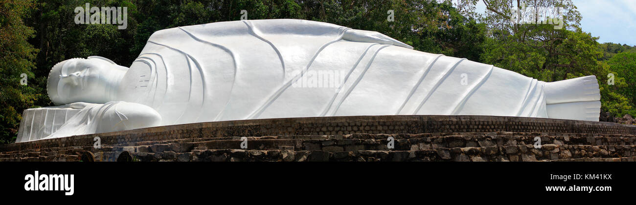 Panorana voir du bouddha couché dans la réserve naturelle de la montagne ta cu au Vietnam, elle a été formée le 26 octobre 1996 dans la commune de tan lap, ham thuan nam Banque D'Images