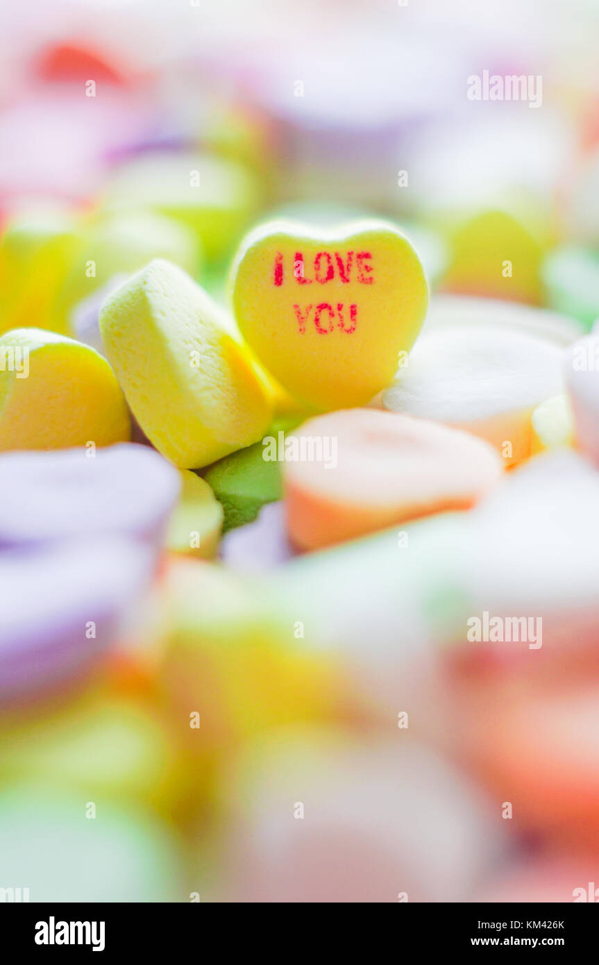 Gros plan du coeur bonbons avec message Banque D'Images