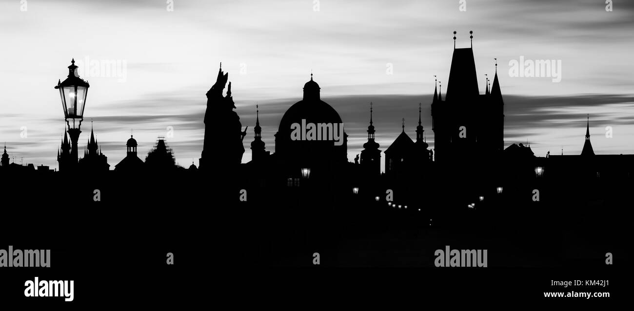 Prague, silhouette d'horizon avec espace pour le texte , tchèque Repudlic Banque D'Images