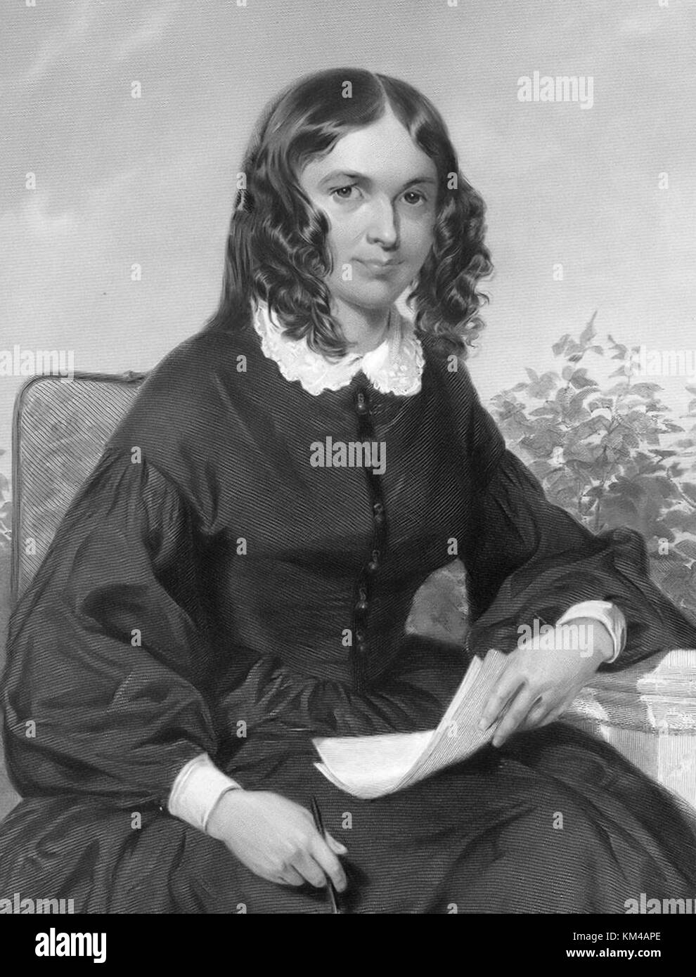 Elizabeth Barrett Browning, poète anglais de la période victorienne. Banque D'Images