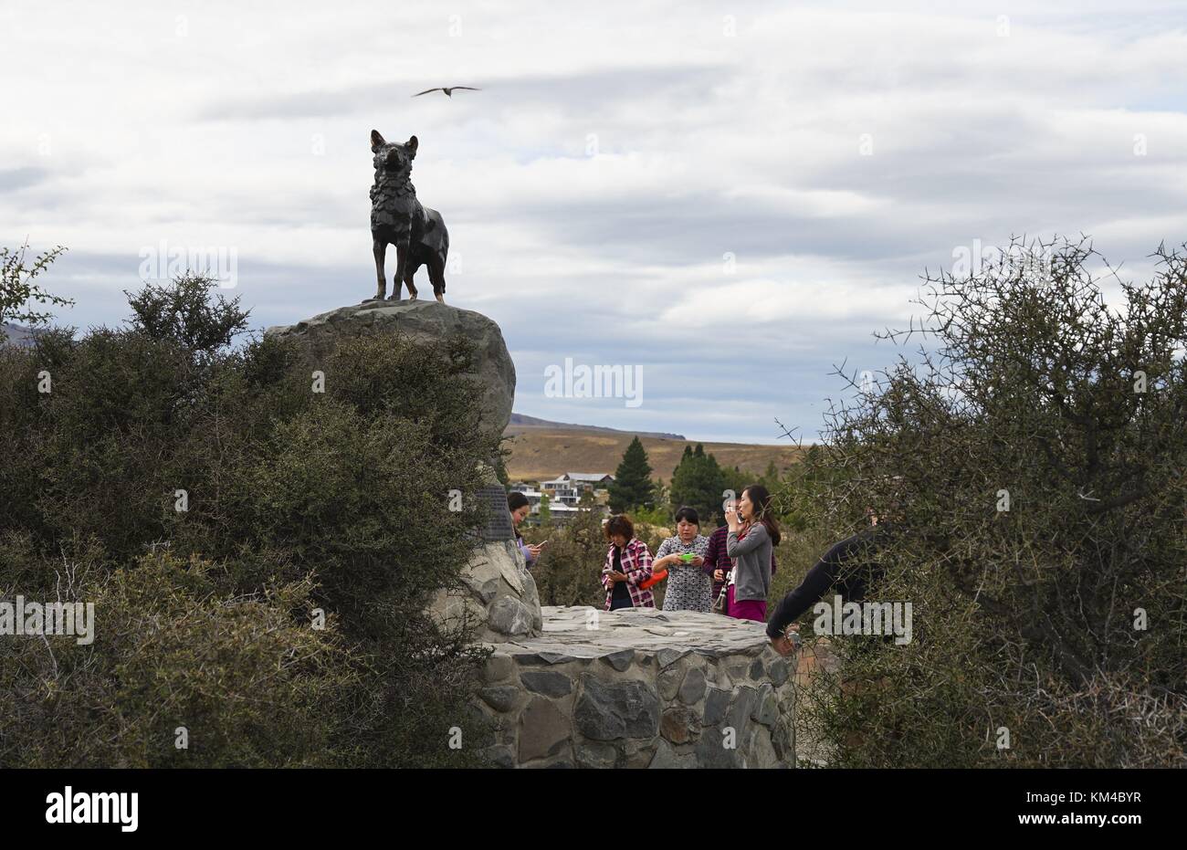 Le monument du chien de berger est situé près de l'église du bon Berger. La statue de bronze devrait nous rappeler que l'agriculture dans la région montagneuse ne serait pas possible. (21 janvier 2016) | utilisation dans le monde entier Banque D'Images