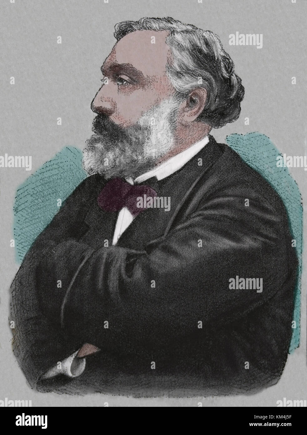 Léon Gambetta (1838-1882) Homme d'État français. Portrait. Gravure, 1883. Banque D'Images