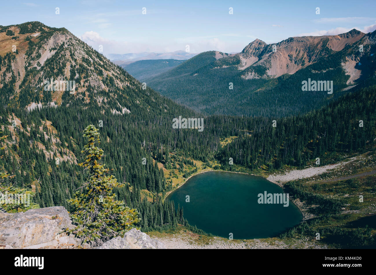 Vue sur lac Hopkins, près de la frontière canadienne, pasayten wilderness, Washington. Banque D'Images