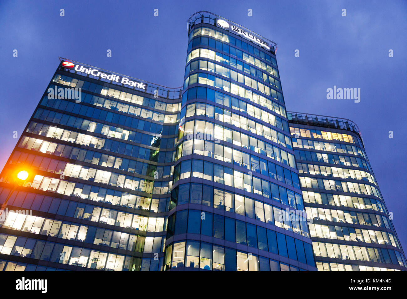 UniCredit Bank, věž Filadelfie, Business BB Centrum, Michle, Praha, Ceska republika / Unicreditbank, Philadelphia Tower, quartier des affaires BB Centrum Banque D'Images