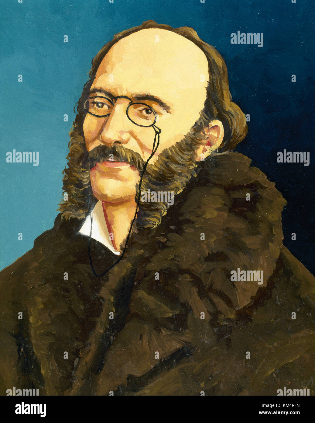 Jacques Offenbach (1819-1880). Le compositeur français d'origine allemande, violoncelliste et impresario de l'époque romantique. Portrait. L'aquarelle. Banque D'Images