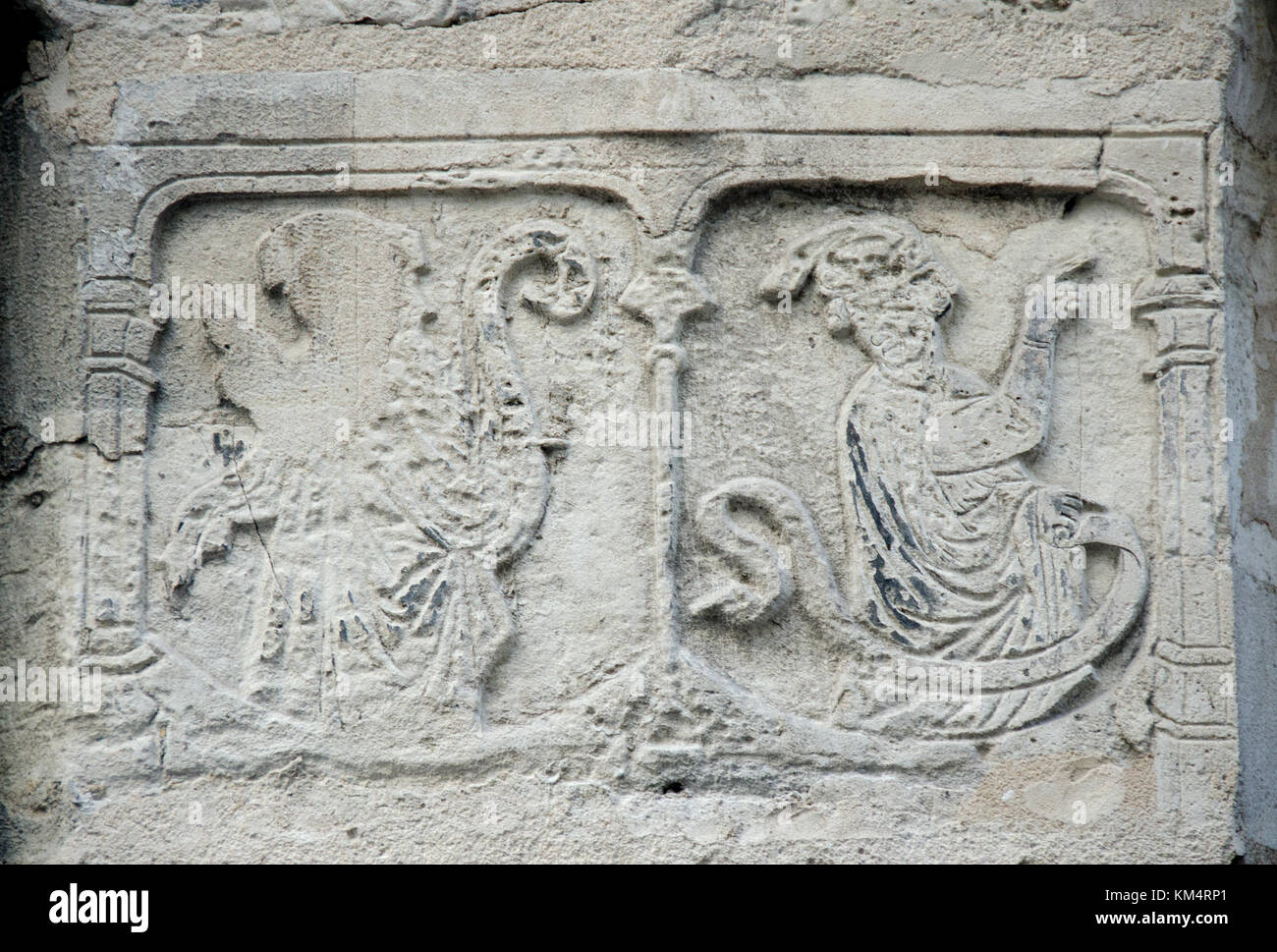 Paris, France. Maison de Nicolas Flamel au No 51 rue de Montmorency. Plus ancienne maison en pierre à Paris. Construit 1407, maintenant un restaurant. Façade en pierre sculptée de Banque D'Images