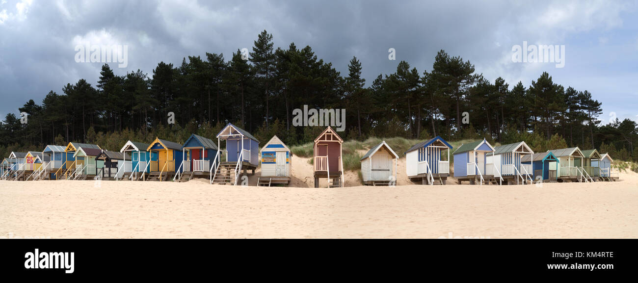 Cabines de plage, Holkham, Norfolk, UK Banque D'Images