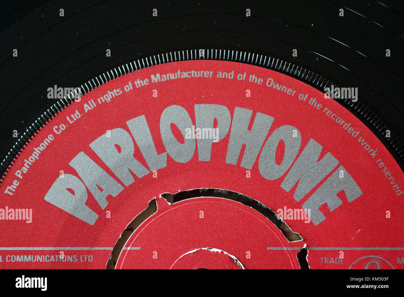 Le label parlophone rouge Banque D'Images