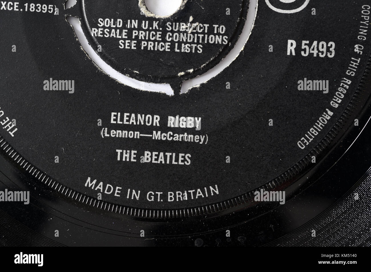 Eleanor Rigby Beatles sept pouces Détails étiquette unique Banque D'Images